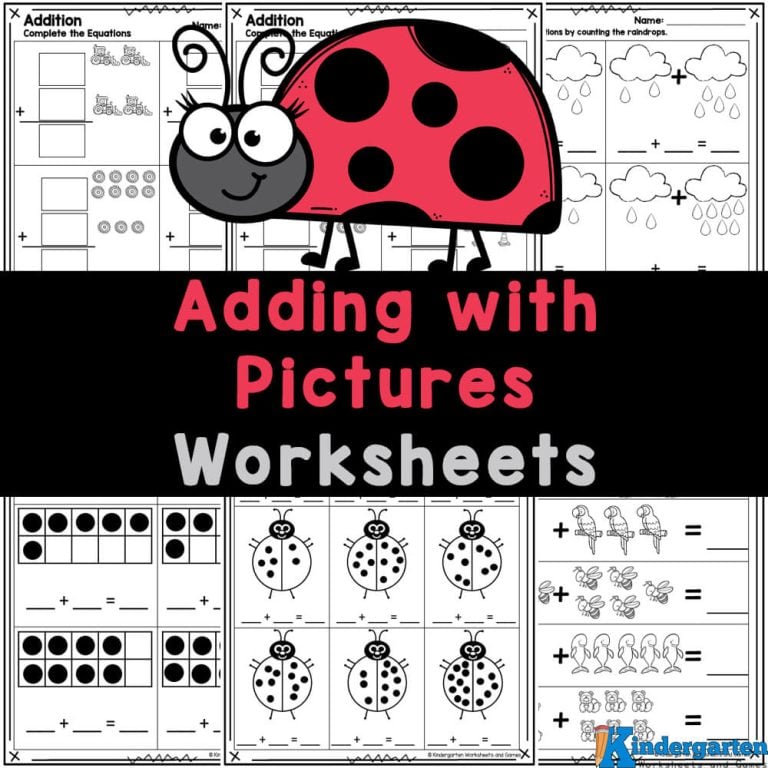Kindergarten Adding With Pictures Worksheets