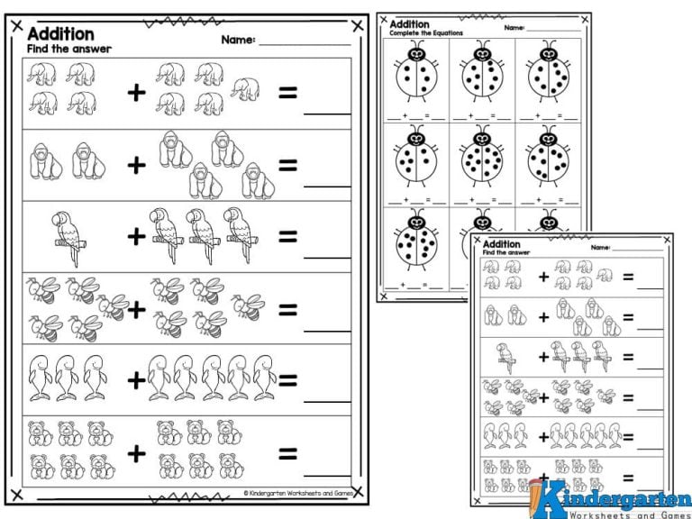 Kindergarten Adding With Pictures Worksheets