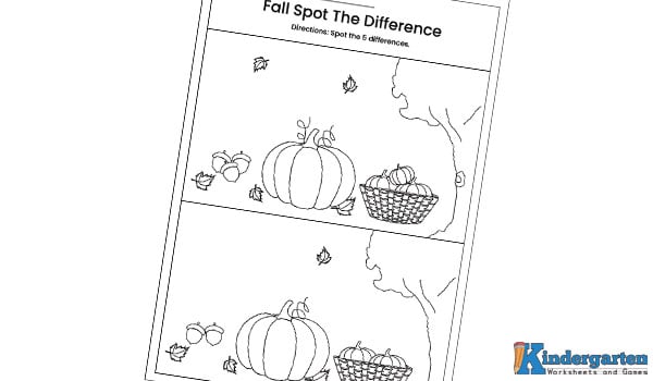 This fall spot the difference worksheet is full of seasonal fun. Children will carefully compare the two images and spot 5 small changes. Fall Spot The Difference