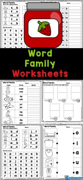 Grab these handy, free printable word family worksheets to help k5 students review word family and phonics skills. These word families worksheets are great for helping sudents recognize patterns in word which improves decoding skills and  reading fluency. Simply download the kindergarten word family worksheets and you are ready to have fun learning!