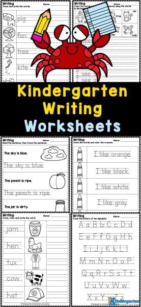 These kindergarten writing worksheets are a great way for children to practice and improve their reading, vocabulary and handwriting skills. They will also be working on their letter and word recognition which is an important part of learning to read. Download these free printable writing practice for kindergarten to sneak in some simple, fun practice today!