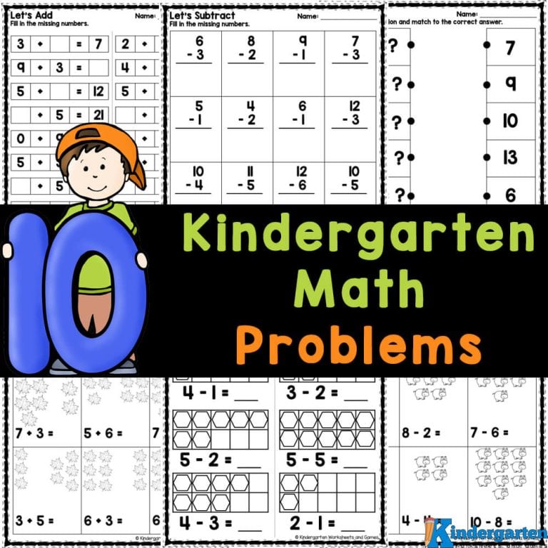 Kindergarten Math Problems – Free Addition and Subtraction Worksheets