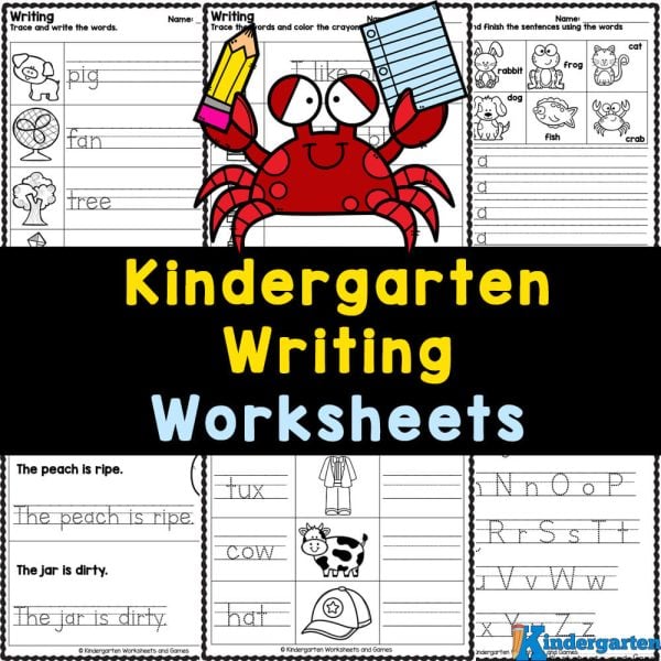 Check out these free printable kindergarten writing worksheets that help kids enhance their reading, vocabulary, and handwriting skills while working on letter and word recognition!