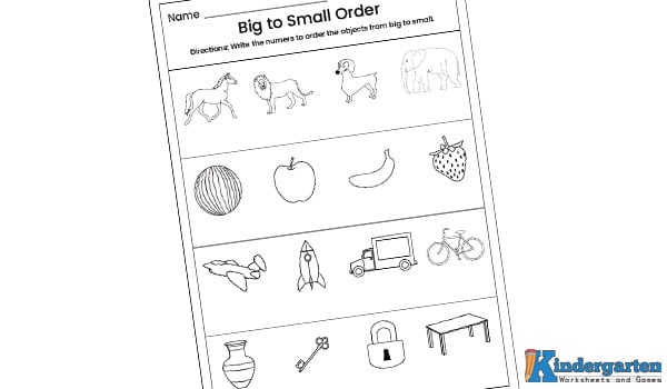 Next is this color the smallest worksheet. In this activity, kids will look at the pictures of sea animals, find the one that is the smallest, and then color it.