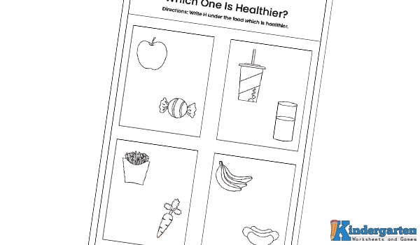 Food Worksheets In this worksheet, kids will see two food pictures in each group. They will look carefully, identify which one is the healthier choice, and write the letter “H” under it. It’s a simple and fun way to learn about making healthy food choices!