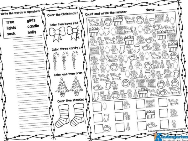Christmas worksheets for kids Get ready to sprinkle some holiday magic into your classroom with our FREE Christmas worksheets for kindergarten! These Christmas worksheets are packed with exciting activities that make learning a blast this December! Your little ones will love tracing letters, matching them up, creating fun patterns, counting festive objects, and exploring colors—all while being surrounded by adorable holiday clipart. Think cheerful trees, yummy candy canes, jolly snowmen, playful reindeer, and more!