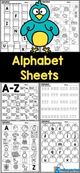 Looking for fun, free printable alphabet sheets for kindergarten? These super cute alphabet letter worksheets for kindergarten are just what you are looking for. These printables are created to engage students and they work on coloring by abc sound, A-Z letter tracing, fill in the missing letter, and more. Download the free alphabet worksheet for kg now and let's get learning!