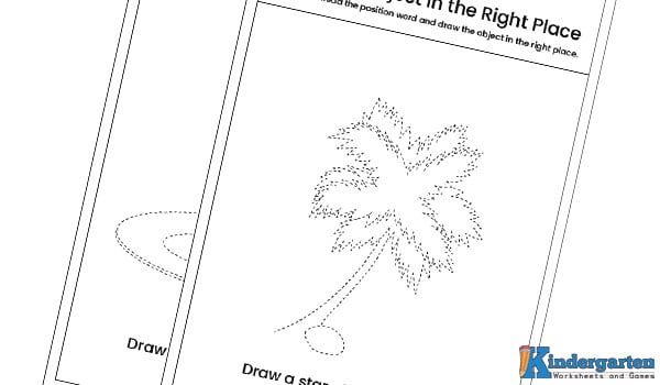 position words with pictures for kindergarten In this worksheet, kids will read the sentence below the image and then draw the object in the correct position. They will use the clues in the sentence to decide where the object should go. This activity helps kids understand position words, follow directions, and use their creativity while drawing.