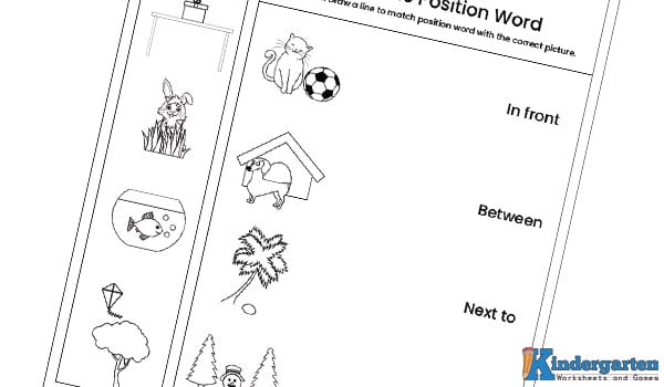 position words worksheet for ukg In this matching worksheet, kids will look carefully at each image and read the position words. Then, they will draw a line to match each image with the correct position word.Â