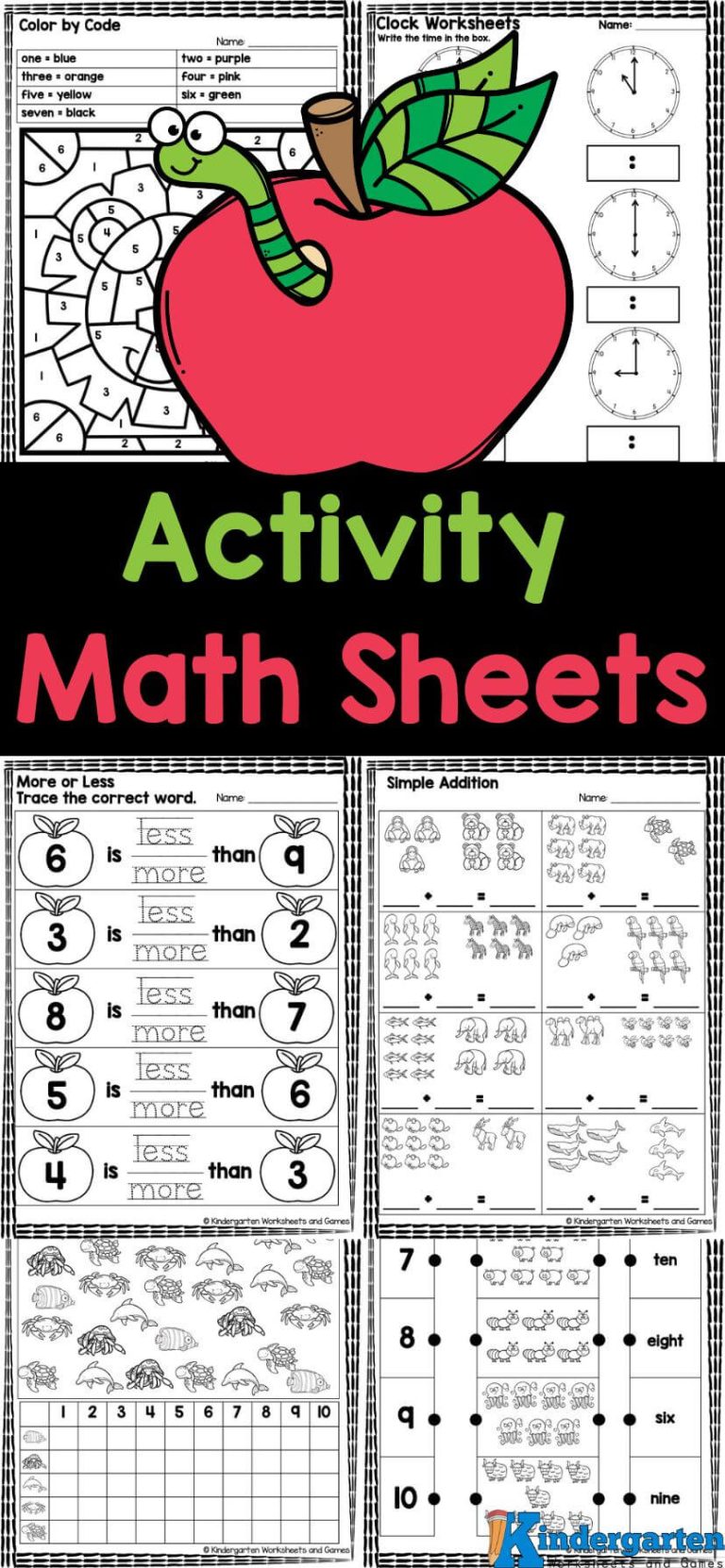 Activity Sheets for Kindergarten Math
