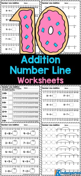 Grab our free printable Addition Number Line Worksheets to make learning to add simple and fun for kindergarten students! This set of addition using a number line worksheet pages include adding number to 10 and adding numbers, plus an answer key to make checking work quick and easy for parents, teachers, and homeschoolers. By using addition of integers on number line, students will visualize math problems, build their confidence, and improve their skills. Simply download the free printable number line addition worksheets and you are ready to get learning!