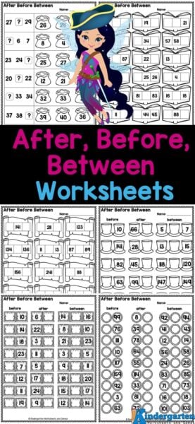 Grab these super cute before and after number worksheets to help kindergarten and first grade children work on an important math skill. This 20 page set of Before After Numbers Worksheet include lots of practice with this concept with a variety of single, double, and triple-digit numbers. There are also a couple of pages with After, Before and Between Worksheets to challenge students. Simply download the before and after worksheets for kindergarten and you are ready to go! Grab these super cute before and after number worksheets to help kindergarten and first grade children work on an important math skill. This 20 page set of Before After Numbers Worksheet include lots of practice with this concept with a variety of single, double, and triple-digit numbers. There are also a couple of pages with After, Before and Between Worksheets to challenge students. Simply download the before and after worksheets for kindergarten and you are ready to go!