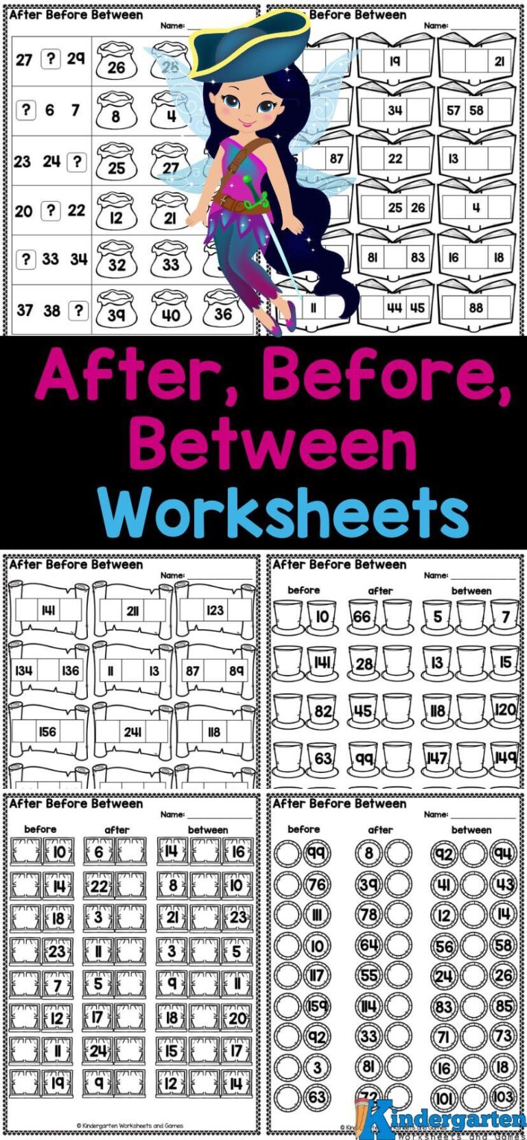 Before and After Number Worksheets for Kindergarten (0-100)