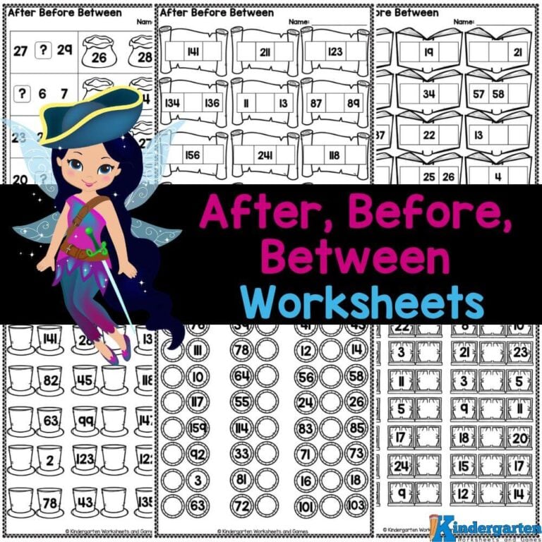 Before and After Number Worksheets for Kindergarten (0-100)
