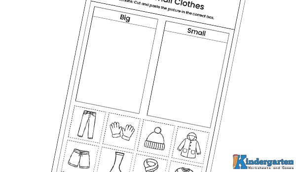 In this worksheet, kids will look at the pictures and identify the size of each item. They will then cut and paste the pictures into the correct big or small box. This fun activity helps children understand sizes in a simple and engaging way. In this worksheet, kids will look at the pictures and identify the size of each item. They will then cut and paste the pictures into the correct big or small box. This fun activity helps children understand sizes in a simple and engaging way.