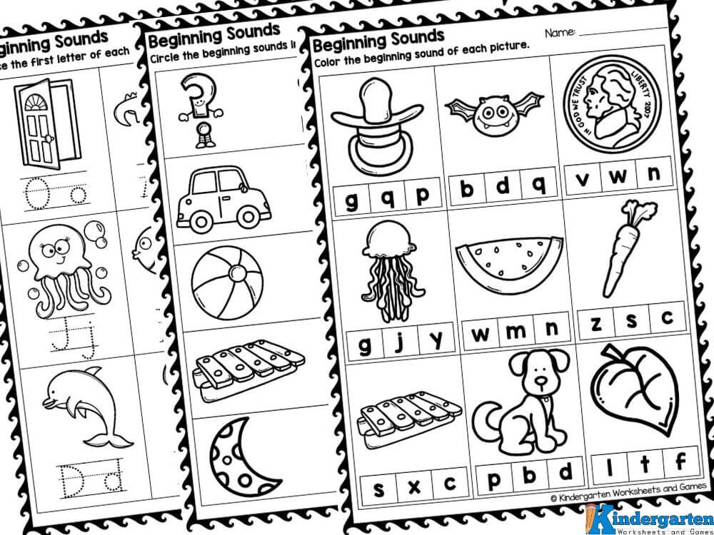 FREE Beginning Sound Worksheets for Kindergarten