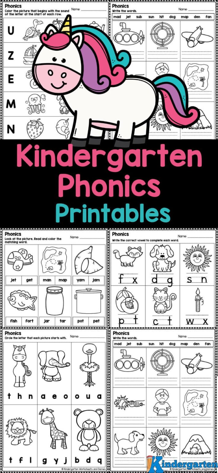 FREE Kindergarten Phonics Printables