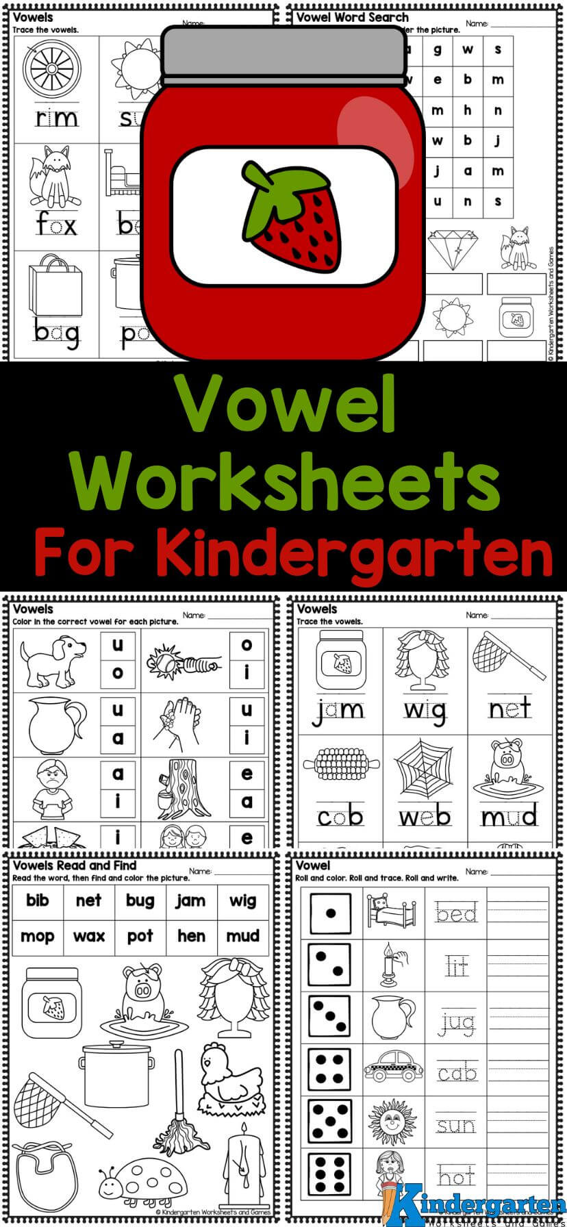 FREE Vowel Worksheets for Kindergarten
