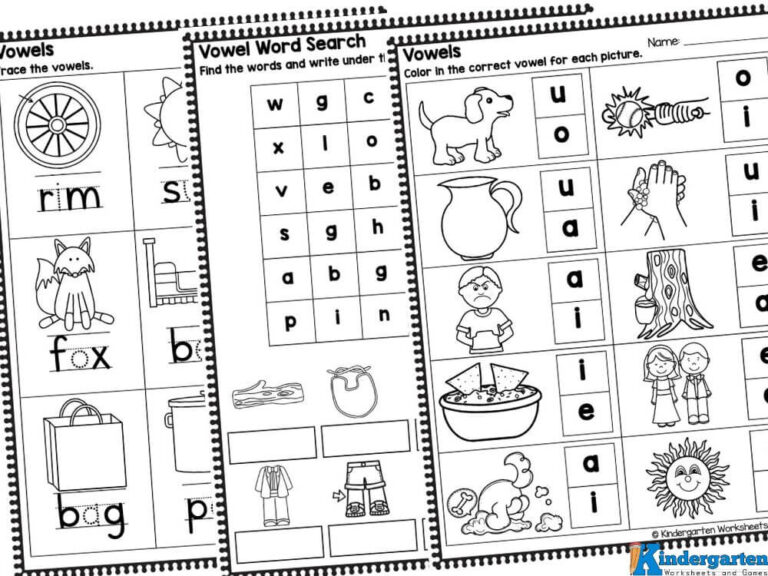 FREE Vowel Worksheets for Kindergarten