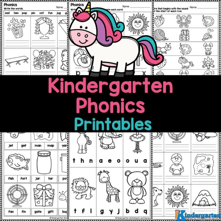 FREE Kindergarten Phonics Printables