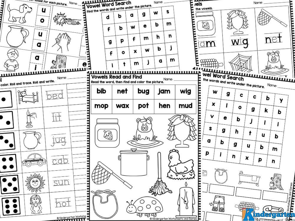 FREE Vowel Worksheets for Kindergarten
