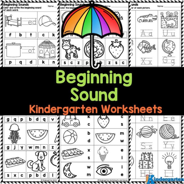 Make learning fun with our 13-page beginning sound worksheets for kindergarten, available for download to help kids practice their letters and sounds!