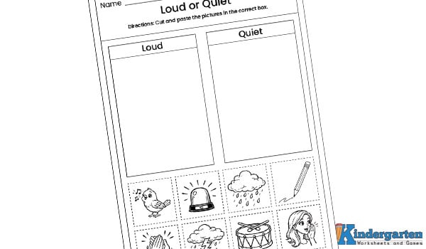 In this worksheet, kids will identify sounds as loud or quiet. They will cut and paste the pictures into the correct box. This activity helps children understand different types of sounds using their sense of hearing. Loud or Quiet