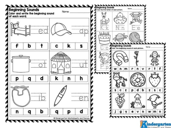 worksheets for kindergarten beginning sounds Kindergarten worksheets focusing on beginning sounds are an essential tool in early childhood education, specifically aimed at helping young learners grasp the foundational skills in reading and phonics. These worksheets are designed to introduce children to the concept of phonemes, which are the distinct units of sound that help form words. By concentrating on the beginning sounds of words, these activities encourage kids to recognize and articulate the initial sounds in various words, making them critical for developing literacy skills.
Beginning sounds worksheets can take many forms, from simple fill-in-the-blank exercises to engaging matching games where children connect images with the correct starting sounds. For instance, a worksheet may present a series of pictures, such as a cat, dog, and apple, and ask children to identify the initial sound of each word. This activity not only reinforces phonetic understanding but also boosts vocabulary as kids become more familiar with the words associated with the images.
These worksheets can also include activities such as tracing letters or coloring them, which helps children learn how to write the letters that correspond to the sounds. This multi-sensory approach engages various learning styles and makes the process enjoyable for children. By working on beginning sounds, kindergarten students learn to classify words based on their initial phonemes, enhancing their ability to decode and spell new words as they progress in their reading abilities.
Moreover, beginning sounds worksheets can be used in a variety of educational settings. Teachers often incorporate them into their lesson plans or use them for targeted practice during literacy centers. Parents can also use these worksheets at home to reinforce learning. They provide an excellent opportunity for parent-child interaction, as adults can guide children in discussing the pictures and sounds, leading to richer conversations and deeper understanding.