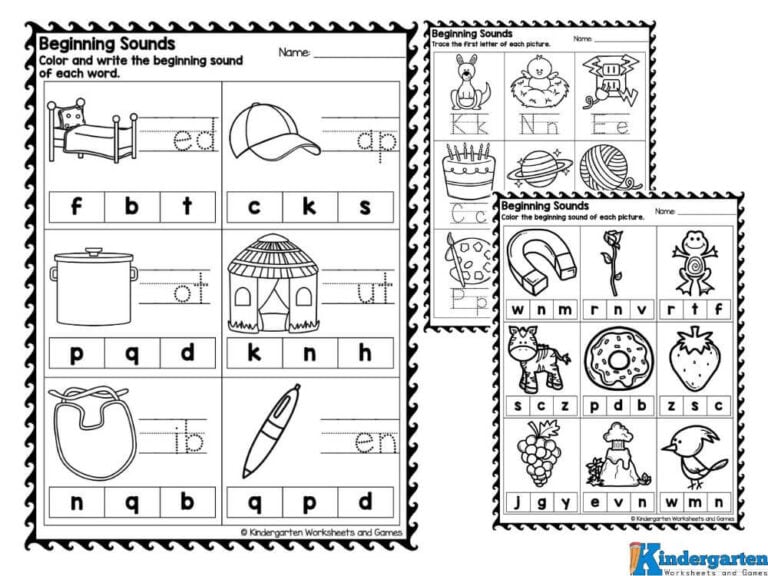 FREE Beginning Sound Worksheets for Kindergarten
