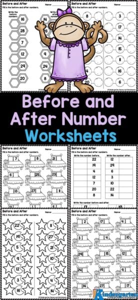 Work on kindergarten math skills with these free printable after before worksheets! In these after and before number worksheets kindergartners will write down the number that comes before and after the given numbers. The numerals used range from 0-29 making it ideal for lkg and pre-k. Simpy download the before after worksheets for kindergarten to get started! Work on kindergarten math skills with these free printable after before worksheets! In these after and before number worksheets kindergartners will write down the number that comes before and after the given numbers. The numerals used range from 0-29 making it ideal for lkg and pre-k. Simpy download the before after worksheets for kindergarten to get started!