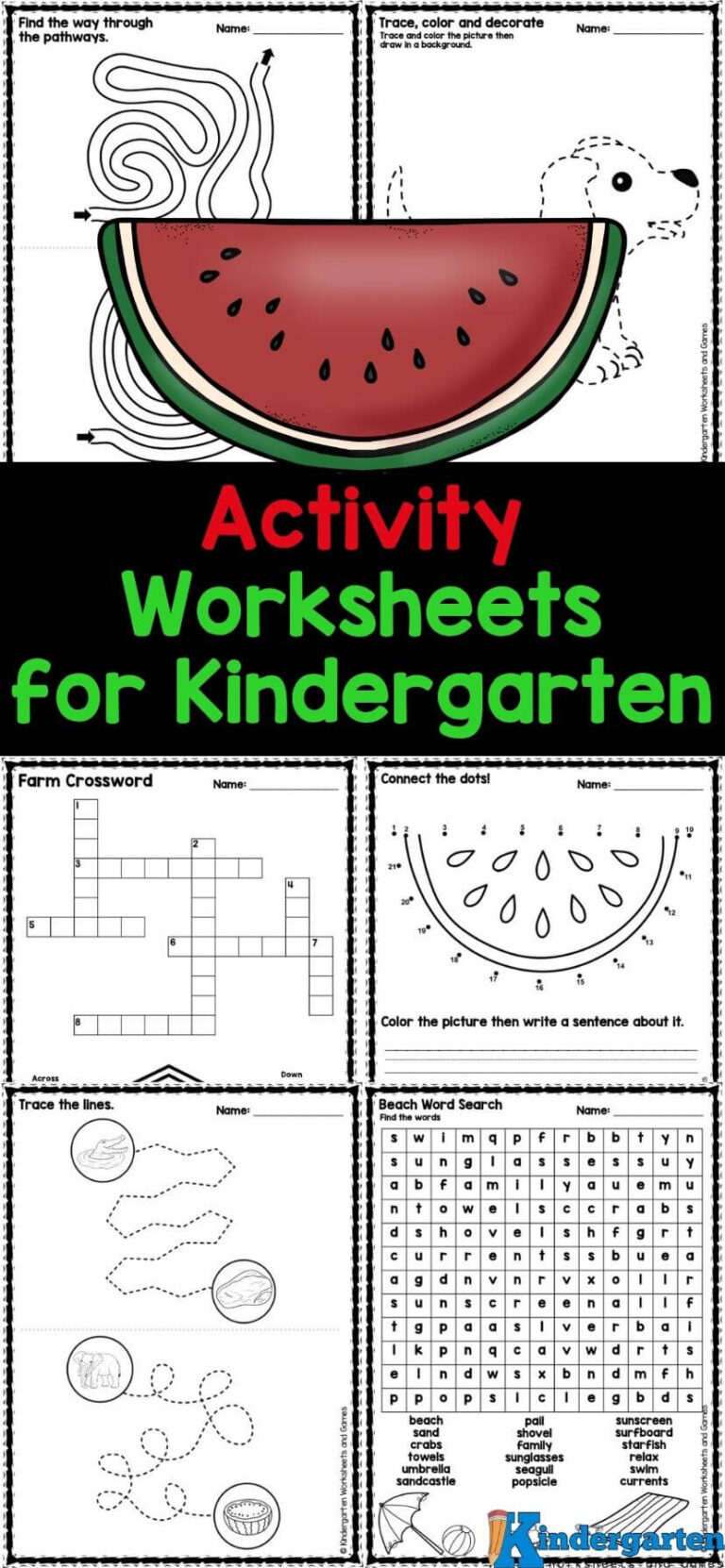 Activity Worksheets for Kindergarten