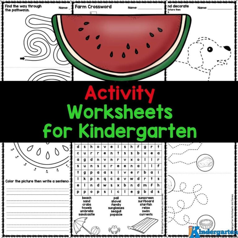 Activity Worksheets for Kindergarten