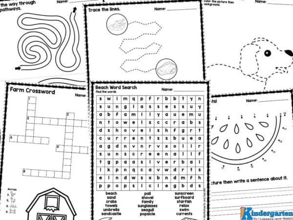 This no-prep and free activity pack is fully black and white, which will help with printing costs.  There are 30 no-prep pages in this pack:

Trace the lines 
Find the way through the mazes
Watermelon connect the dots and write a sentence
Pear connect the dots and write a sentence
Banana connect the dots and write a sentence
Strawberry connect the dots and write a sentence
Apple connect the dots and write a sentence
Pumpkin connect the dots and write a sentence
Tomato connect the dots and write a sentence
Radish connect the dots and write a sentence
Onion connect the dots and write a sentence