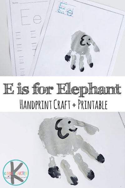 elephant letter e handprint craft