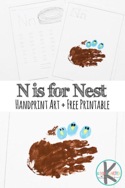 nest letter n handprint craft