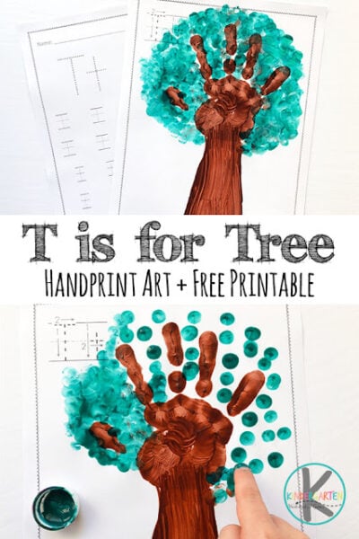 tree letter t handprint craft
